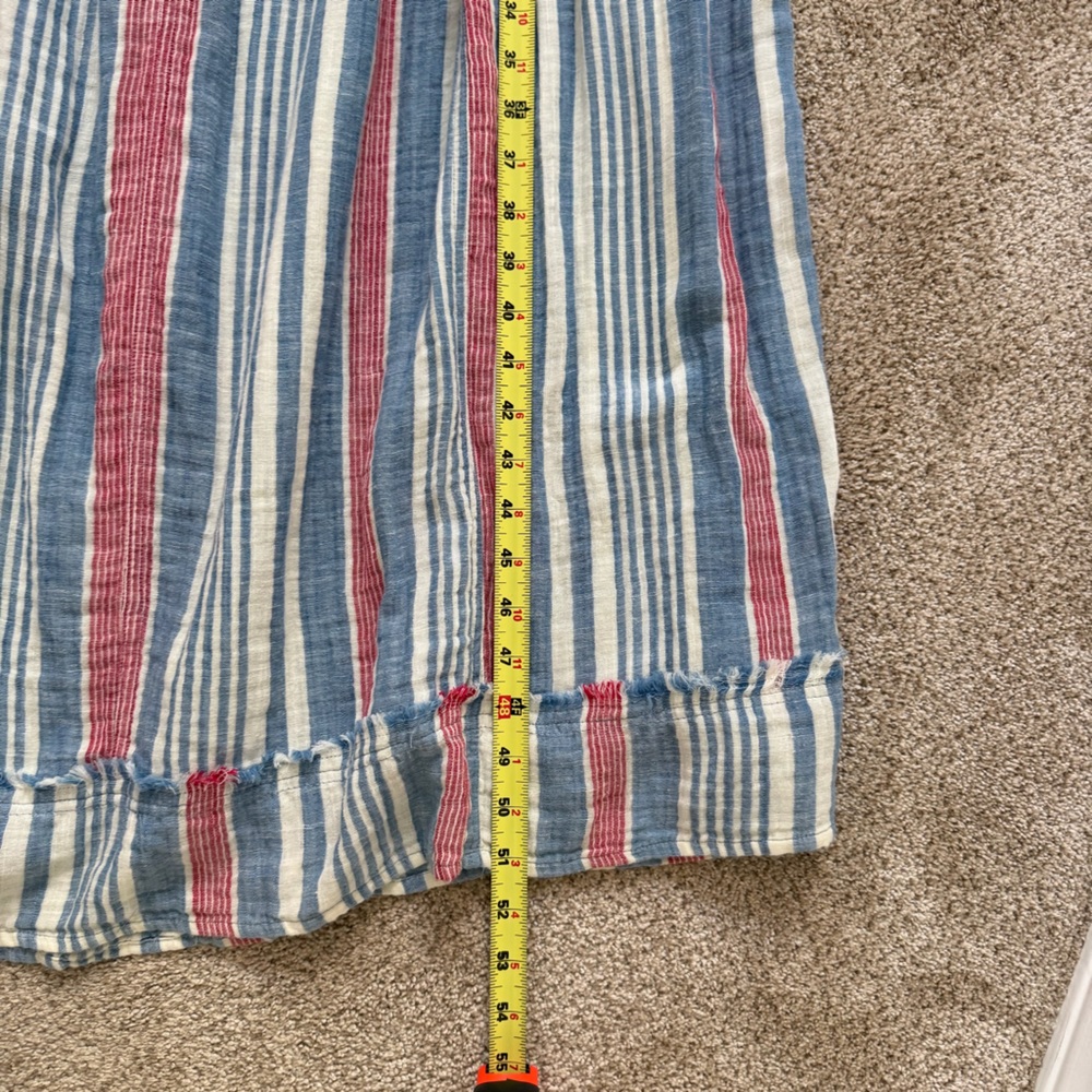 Free People We The Free Surf Stripe Maxi Top Cotton Linen Blend Beach Vacation - Picture 12 of 15